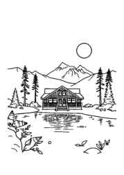 Lake Houses Coloring Book 1CE4AD9D (12 Coloring Pages)