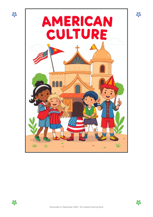 American Culture Coloring Book 0B6131EE (12 Coloring Pages)