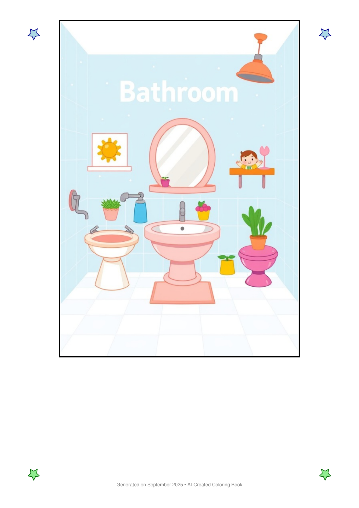 Bathroom Coloring Book 51FF3DF9 (12 Coloring Pages)