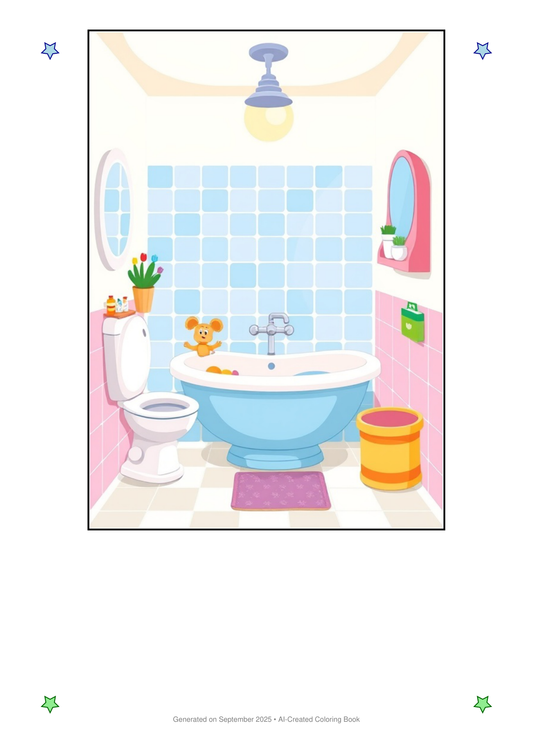 Bathroom Coloring Book B505A6DB (12 Coloring Pages)
