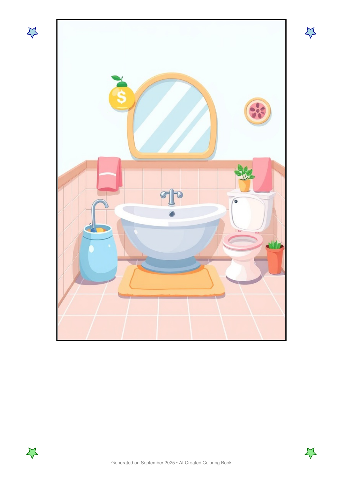 Bathroom Coloring Book D294CBA6 (12 Coloring Pages)