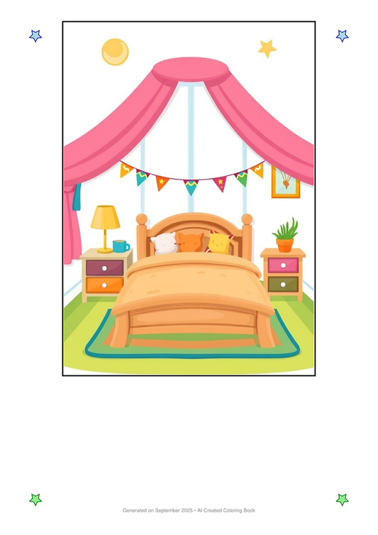 Bedroom Coloring Book B889C932 (12 Coloring Pages)