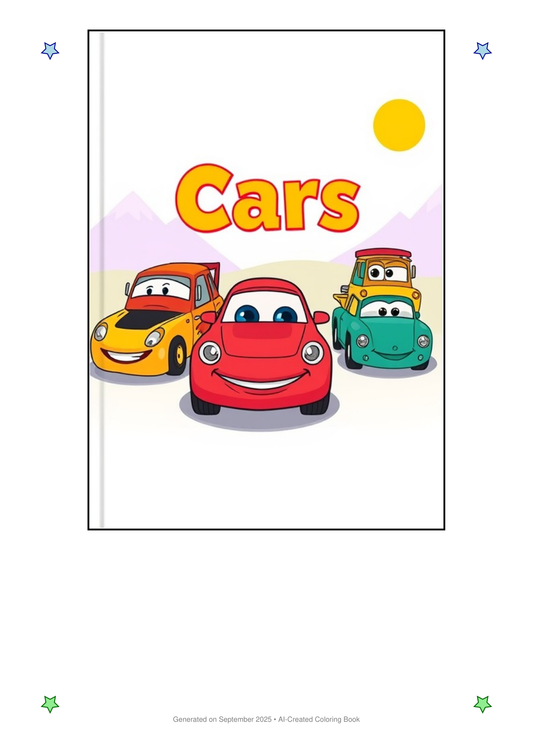 Cars Coloring Book D54A2274 (12 Coloring Pages)