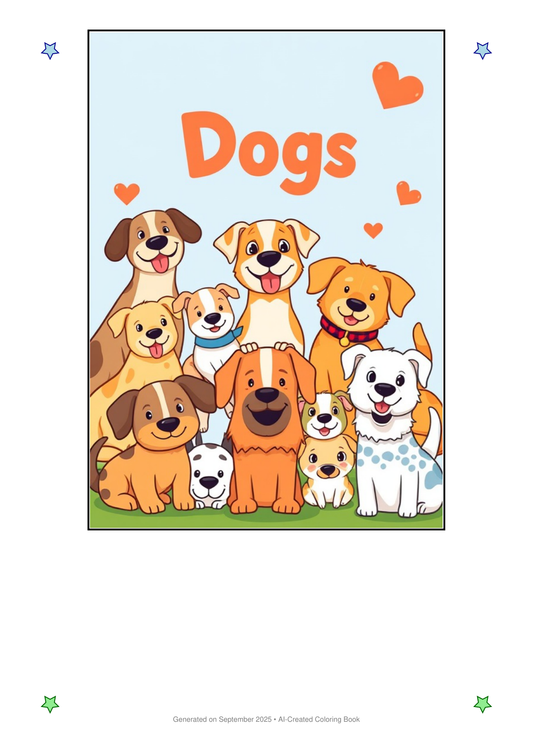 Dogs Coloring Book 6388D504 (12 Coloring Pages)
