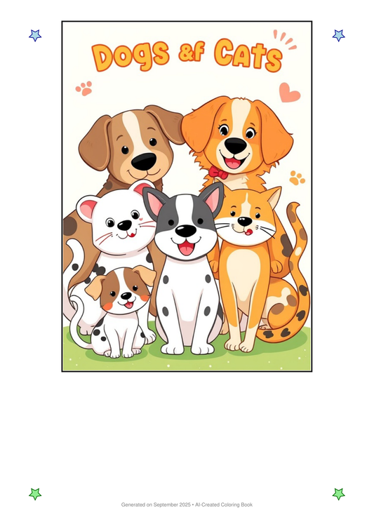 Dogs and Cats Coloring Book 590855B5 (12 Coloring Pages)