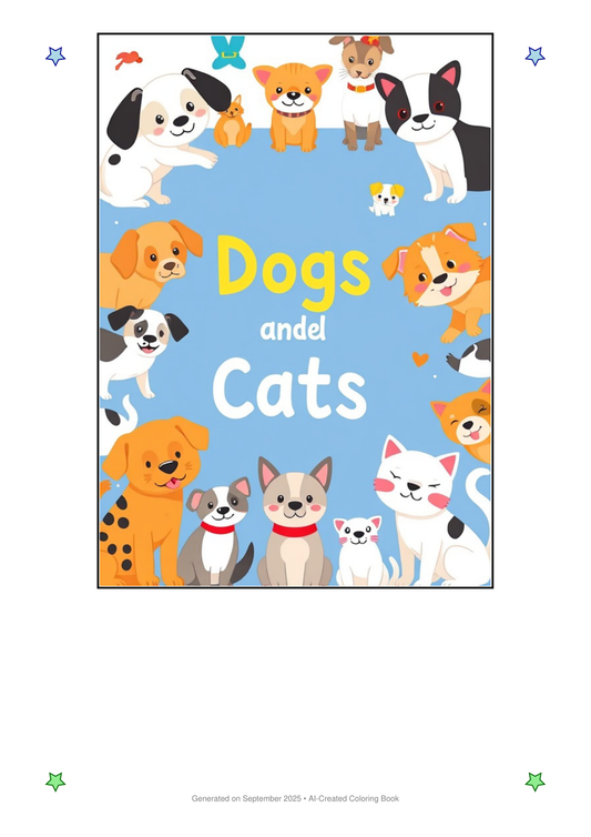 Dogs and Cats Coloring Book 6C002339 (12 Coloring Pages)