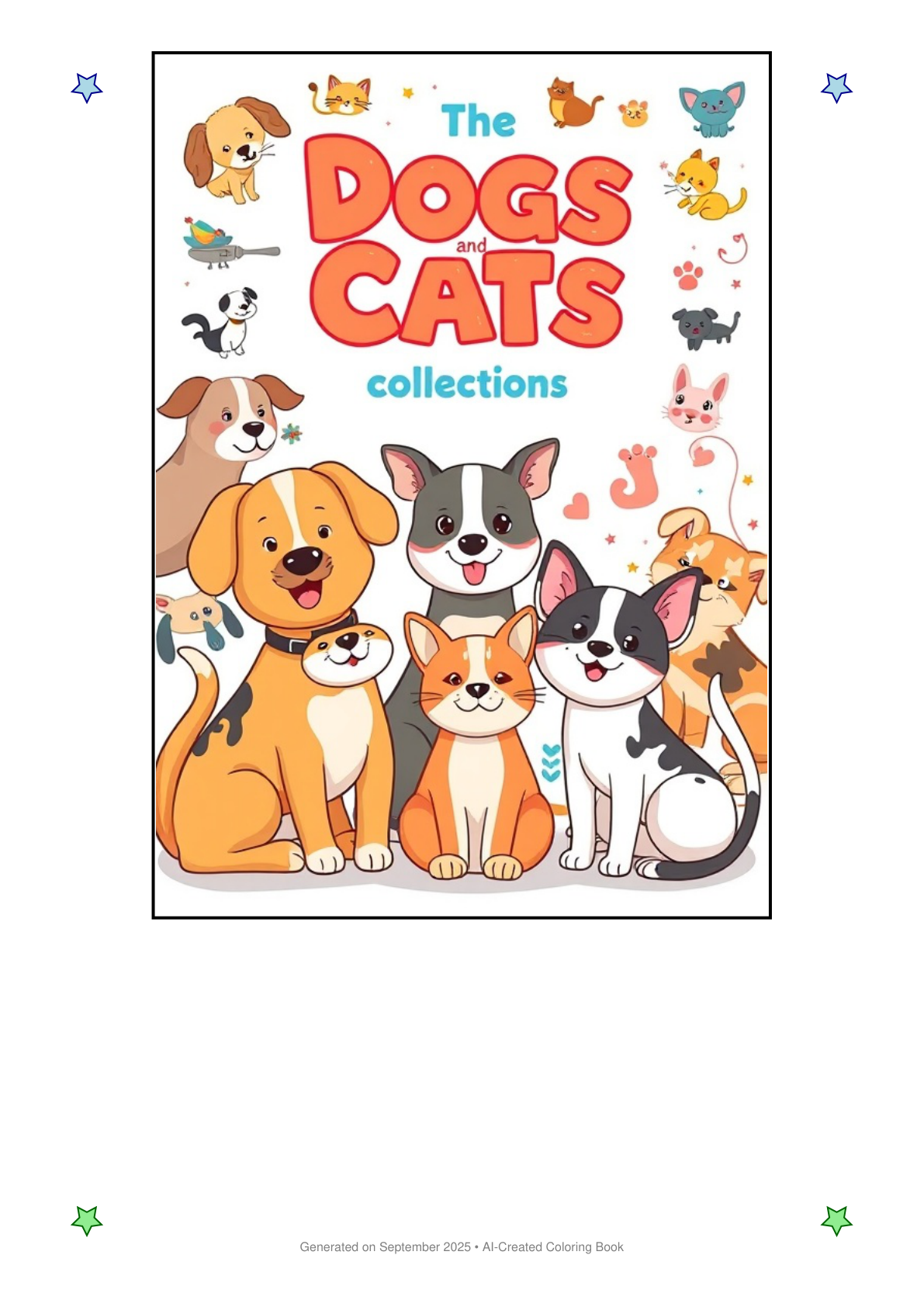 Dogs and Cats Coloring Book B53F06CB (12 Coloring Pages)