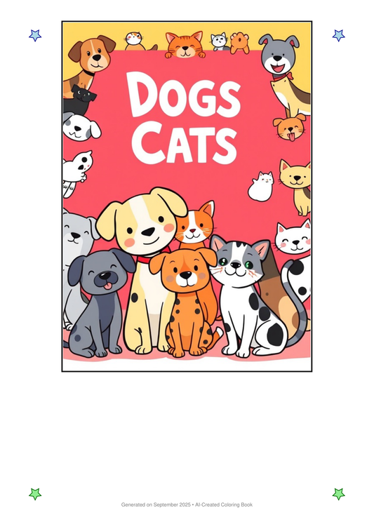 Dogs and Cats Coloring Book CE2A53E8 (12 Coloring Pages)