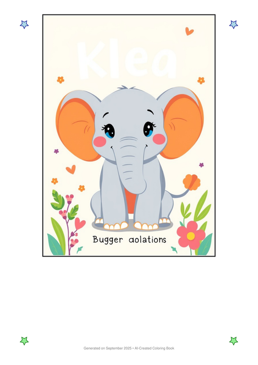 Elephant Klea Coloring Book 566ADB66 (12 Coloring Pages)