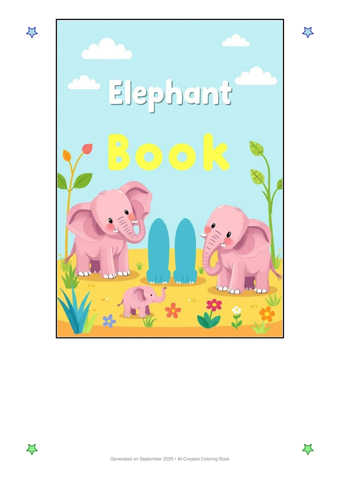 Elephants Coloring Book DDDA405A (12 Coloring Pages)