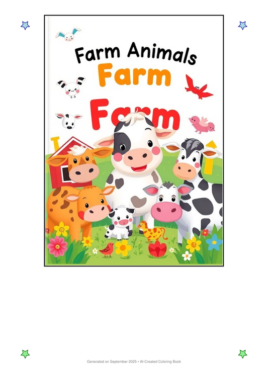 Farm Animals Coloring Book 889DF2A0 (12 Coloring Pages)