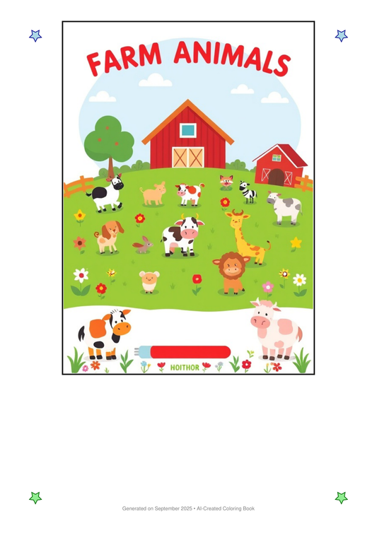 Farm Animals Coloring Book C2B866D3 (12 Coloring Pages)
