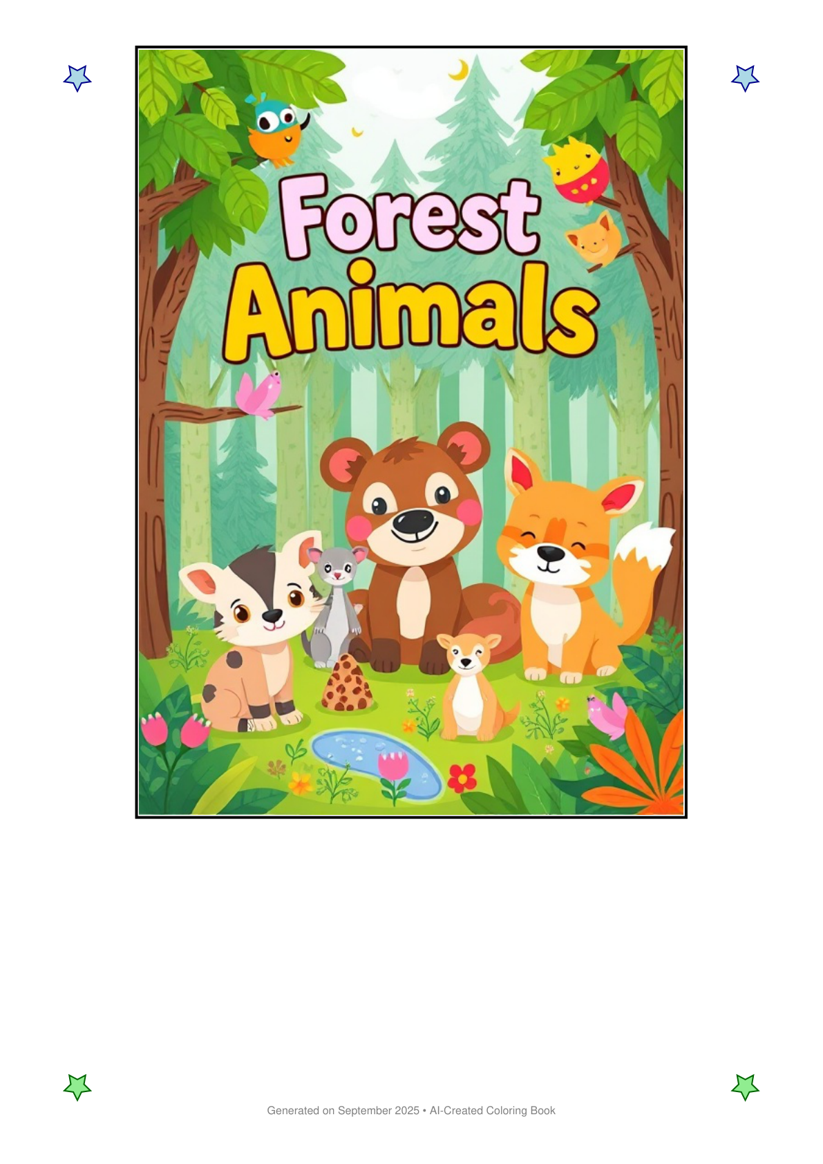 Forest Animals Coloring Book 1C09AC26 (12 Coloring Pages)