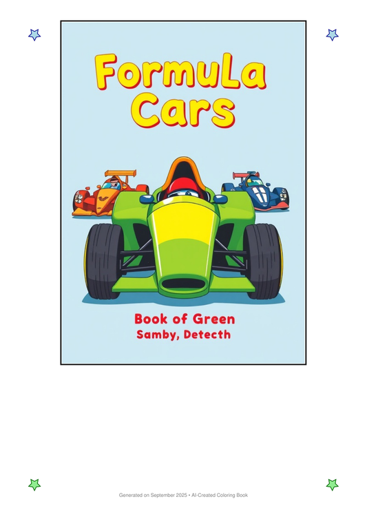 Formula Cars Coloring Book B5C59313 (12 Coloring Pages)