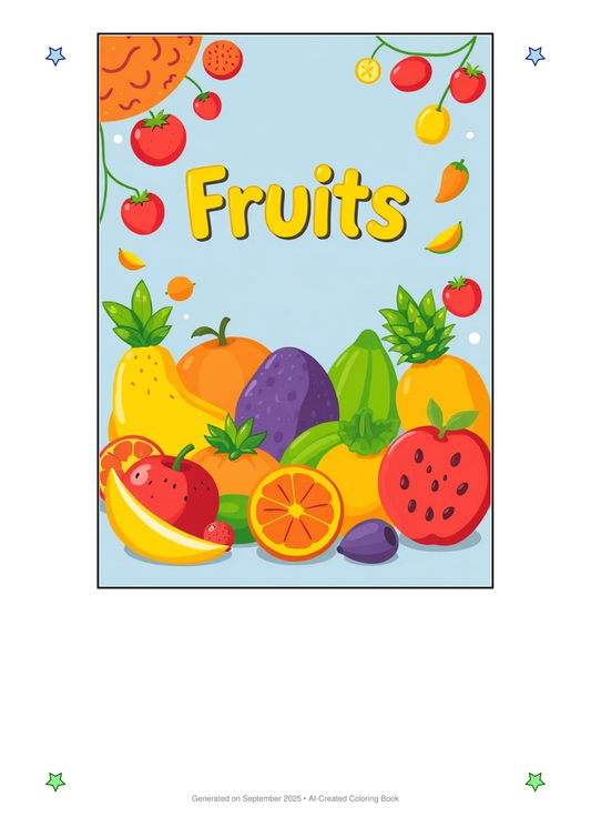 Fruits Coloring Book 0A0BE24B (12 Coloring Pages)