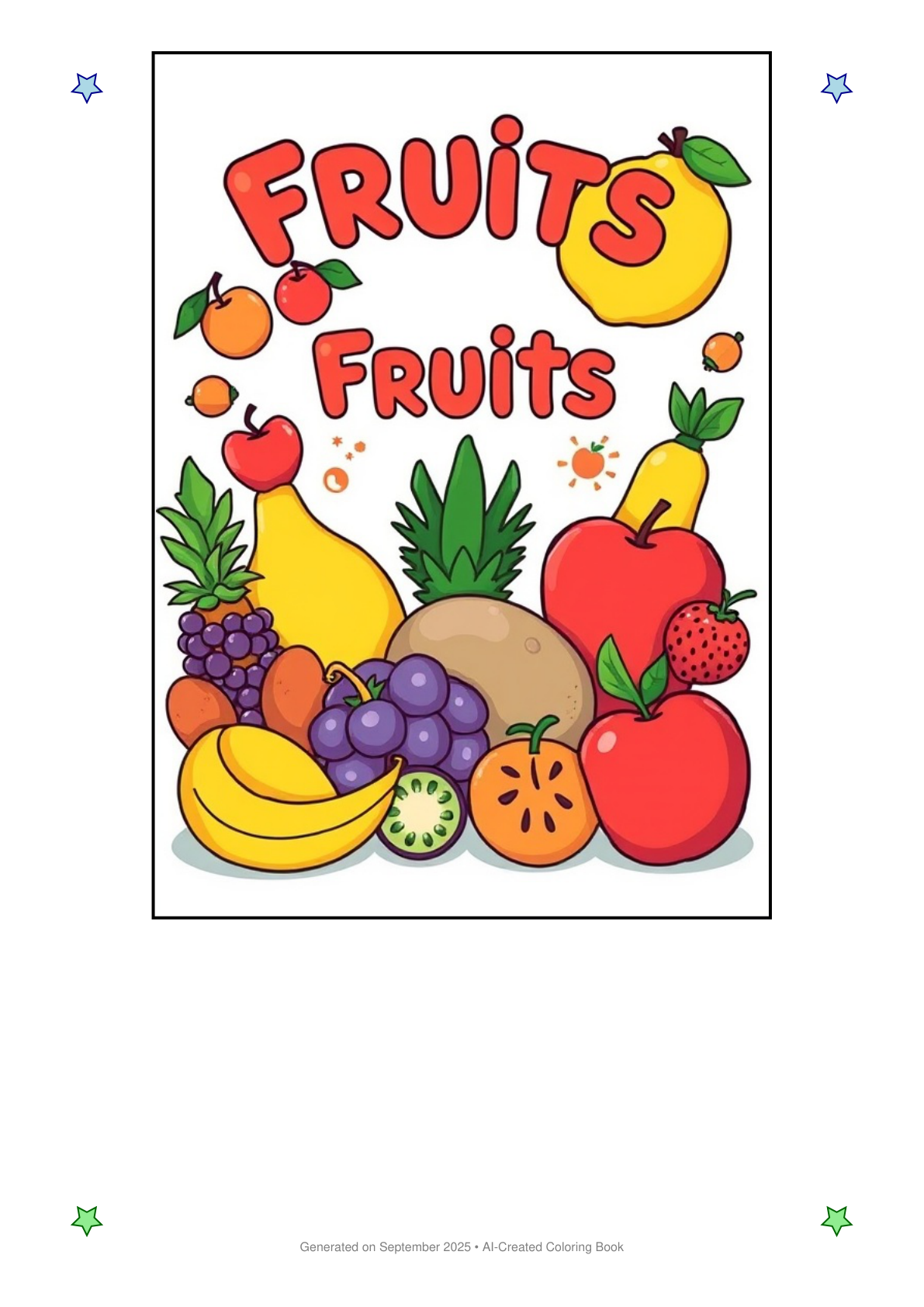 Fruits Coloring Book A9D2E458 (12 Coloring Pages)