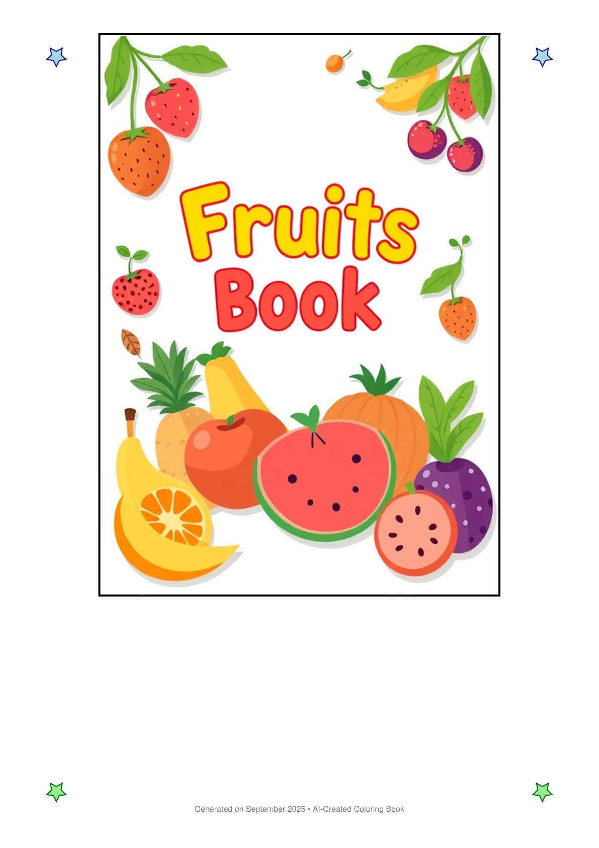Fruits Coloring Book D074B9E9 (12 Coloring Pages)