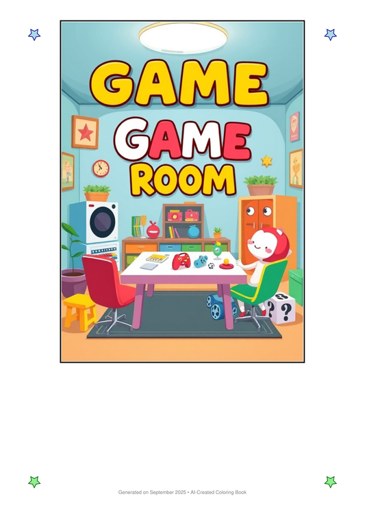Game Room Coloring Book 4C3456F6 (12 Coloring Pages)