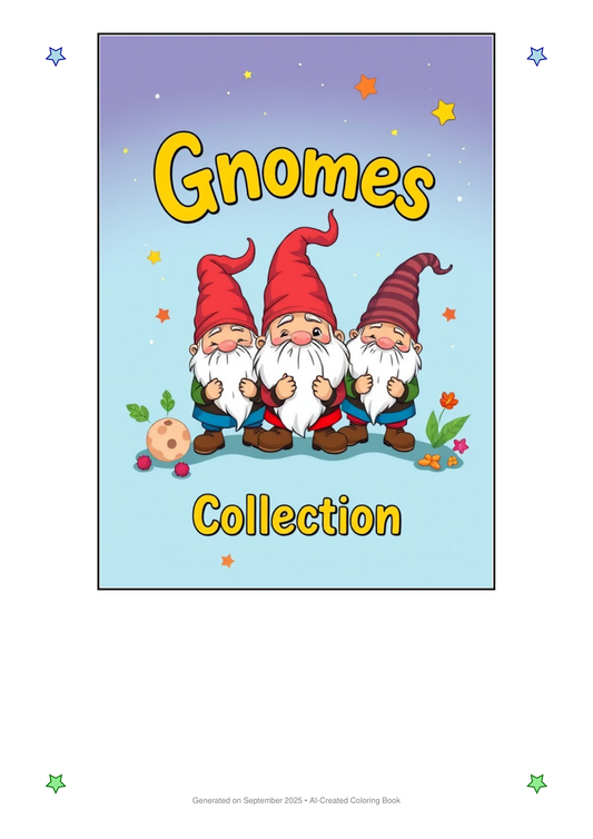 Gnomes Coloring Book 2B49E774 (12 Coloring Pages)