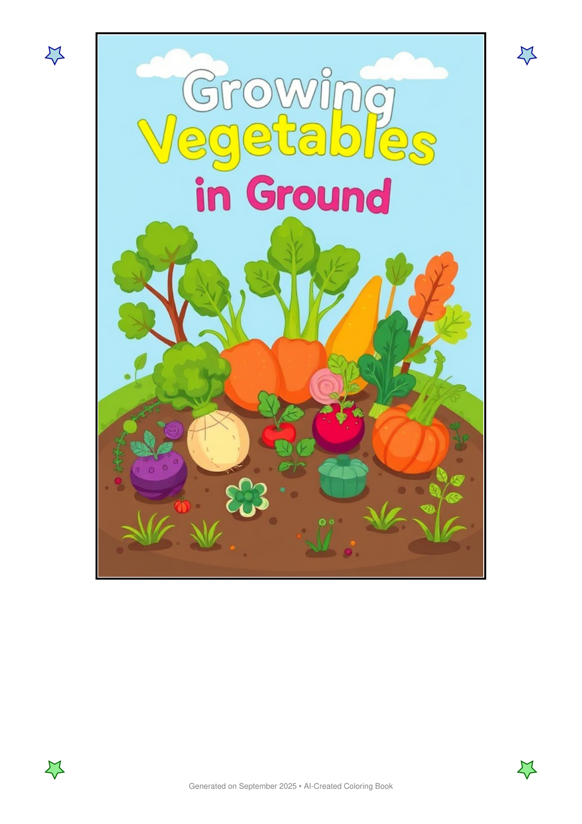 Growing Vegetables in Ground Coloring Book 728CCA48 (12 Coloring Pages)