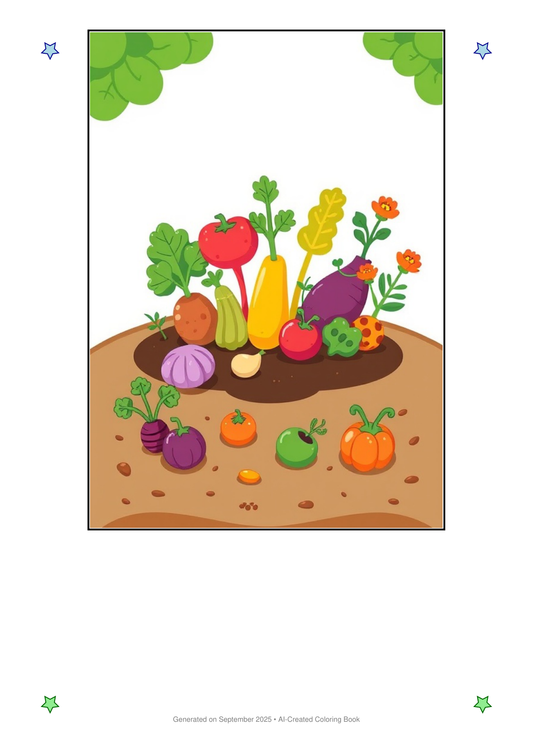 Growing Vegetables in Ground Coloring Book 153552AE (12 Coloring Pages)
