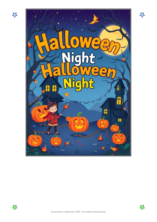 Halloween Night Coloring Book B6F3EC14 (12 Coloring Pages)