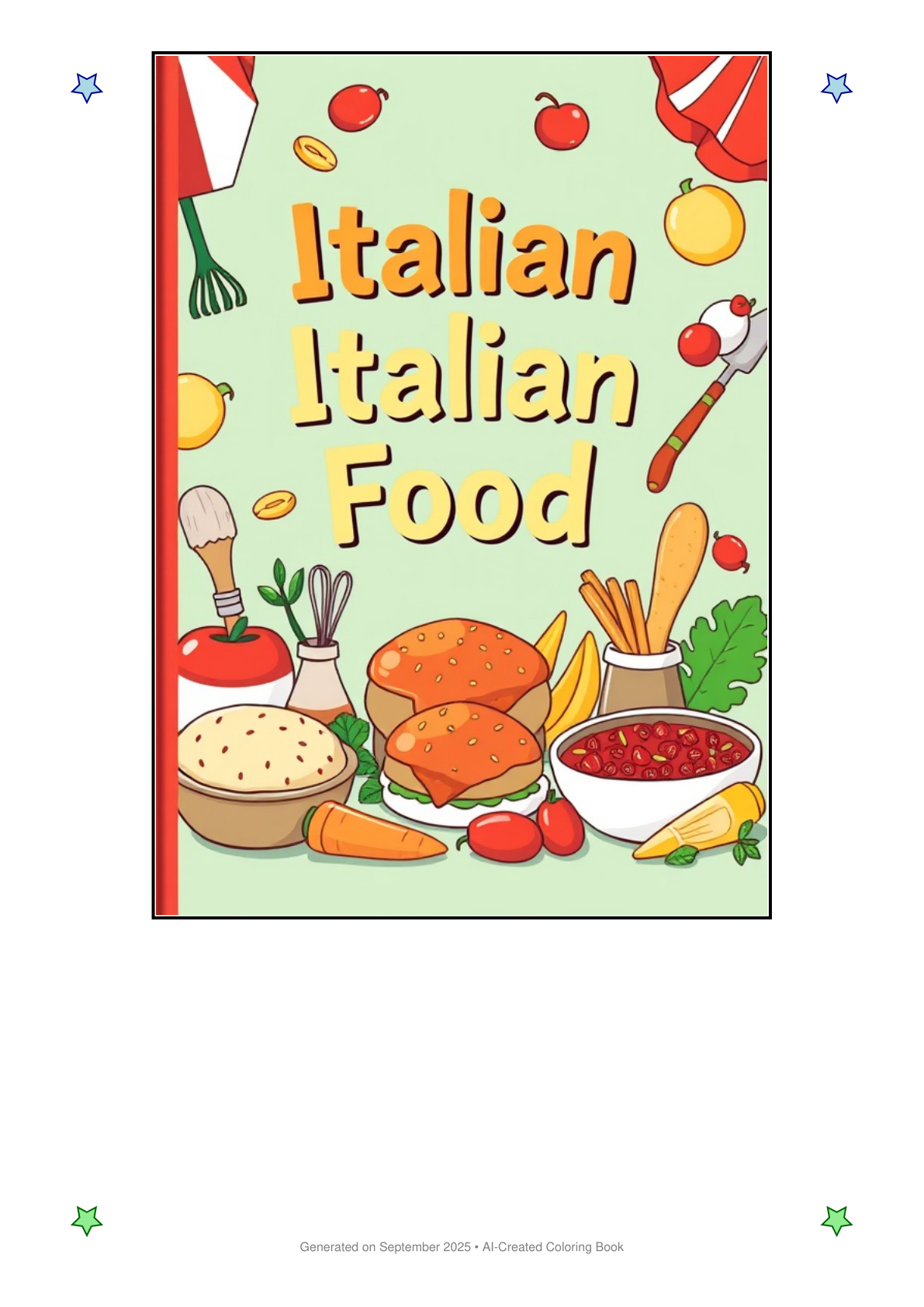 Italian Food Coloring Book 72B9BF7D (12 Coloring Pages)