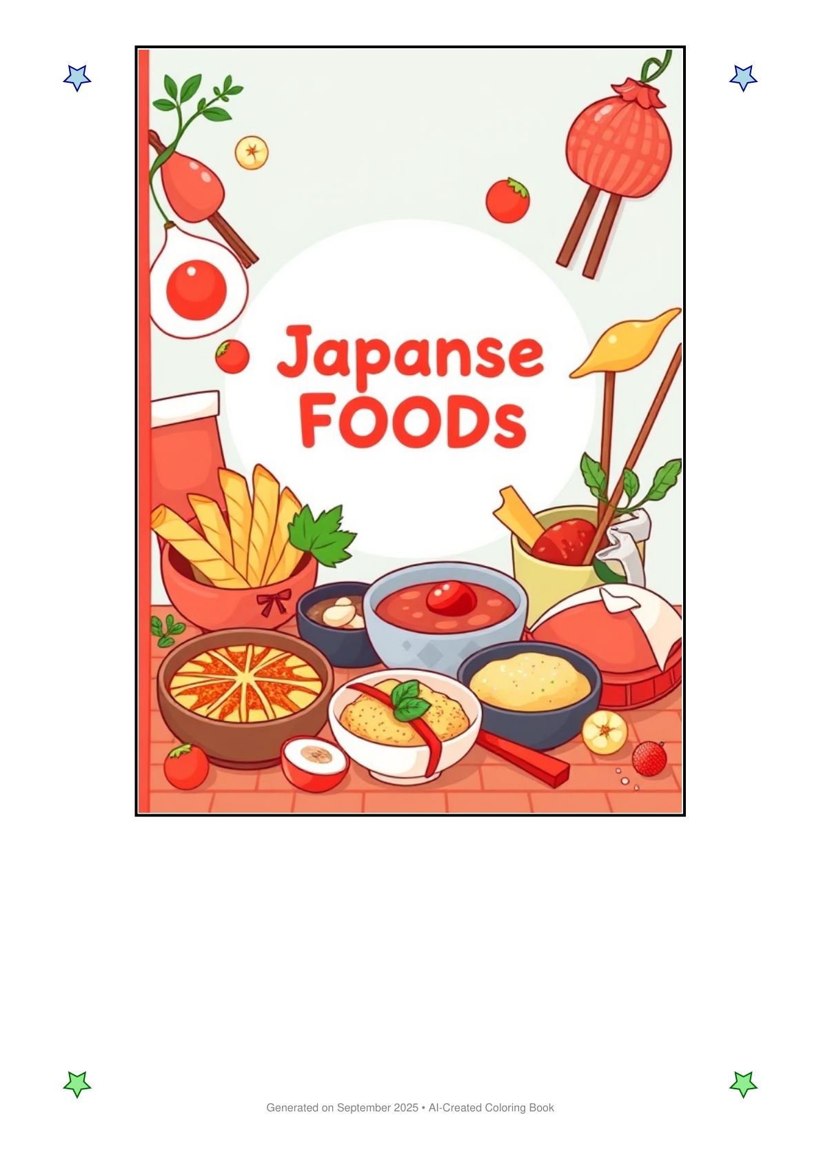 Japanese Food Coloring Book 62D8E7FE (12 Coloring Pages)