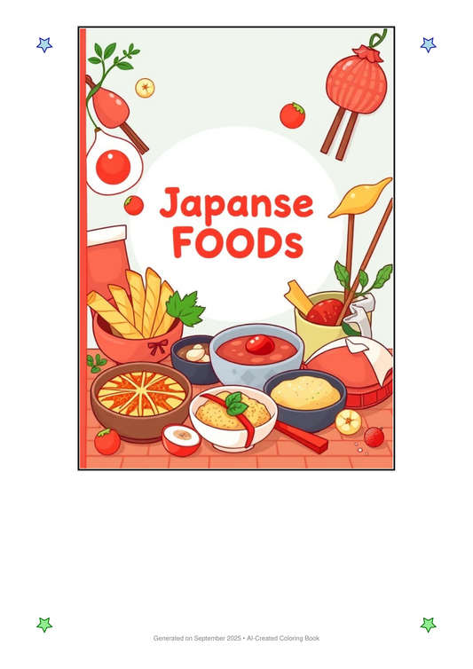 Japanese Food Coloring Book 62D8E7FE (12 Coloring Pages)