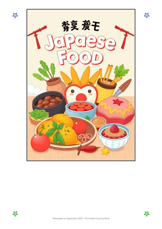 Japanese Food Coloring Book AD2AC3E4 (12 Coloring Pages)