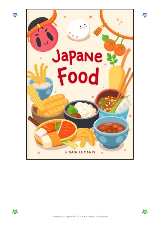 Japanese Food Coloring Book F4B059E6 (12 Coloring Pages)