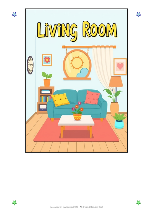 Living Room Coloring Book 9A3F0BA4 (12 Coloring Pages)