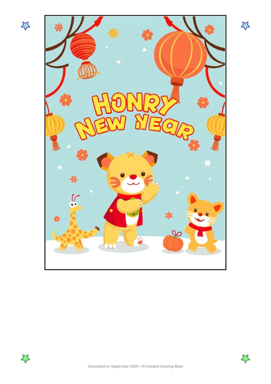 Lunar New Year Coloring Book 07D1C028 (12 Coloring Pages)
