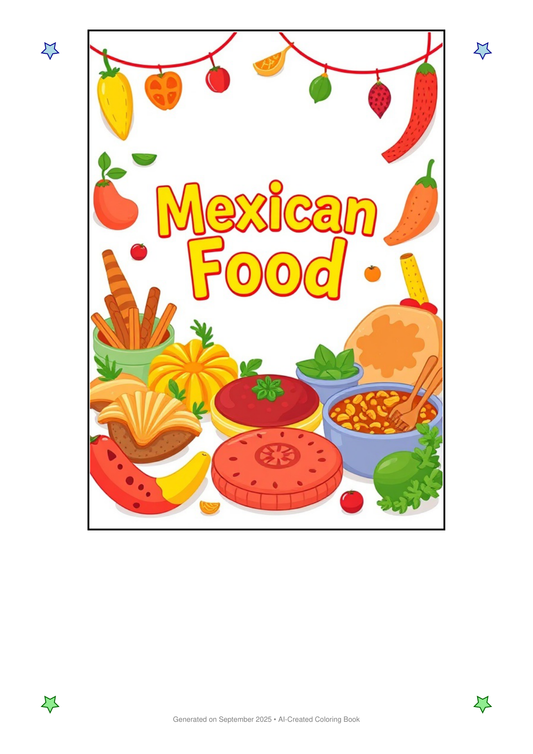 Mexican Food Coloring Book 6760102E (12 Coloring Pages)