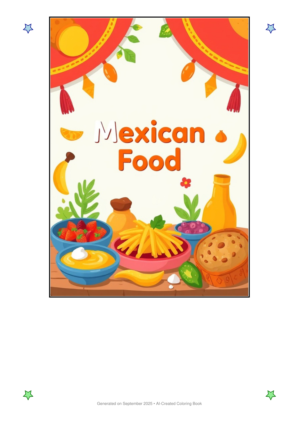 Mexican Food Coloring Book AEFD831E (12 Coloring Pages)