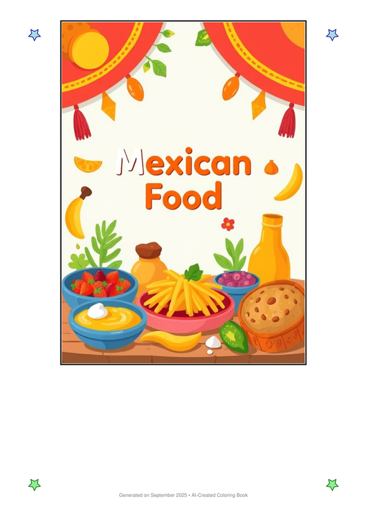 Mexican Food Coloring Book AEFD831E (12 Coloring Pages)