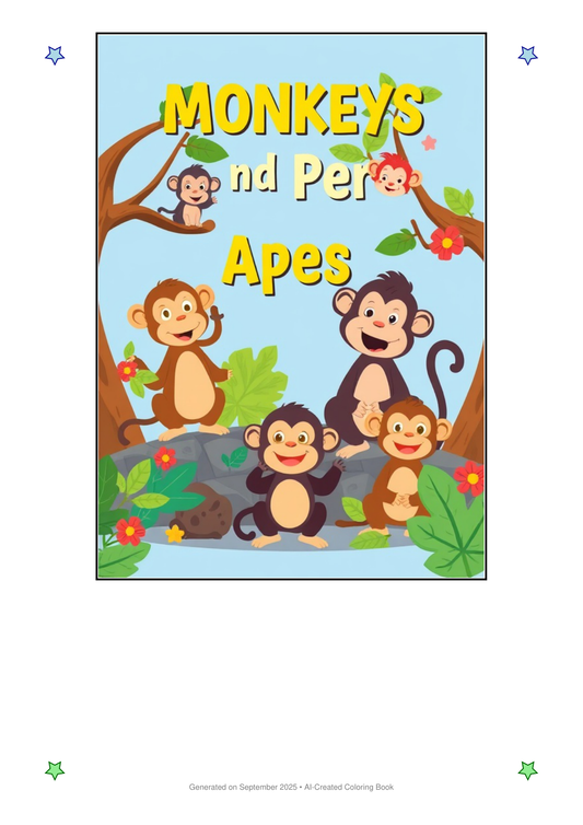 Monkeys and Apes Coloring Book 60A128B6 (12 Coloring Pages)