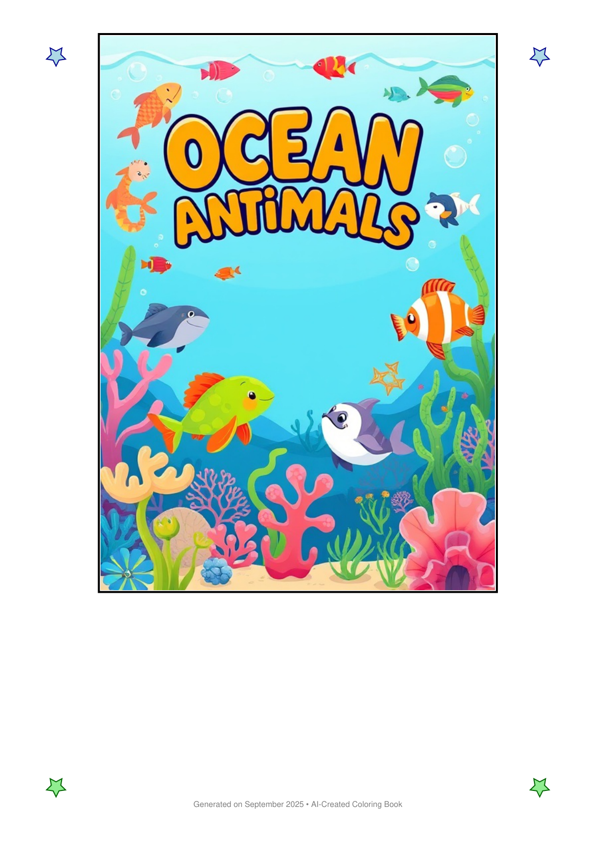 Ocean Animals Coloring Book 141DBAD2 (12 Coloring Pages)
