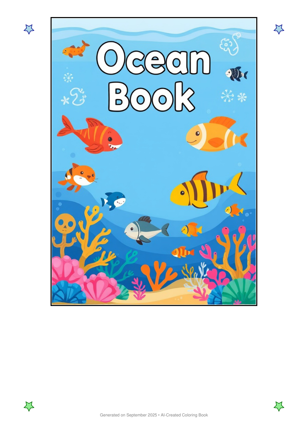Ocean Animals Coloring Book ECFFCF7E (12 Coloring Pages)