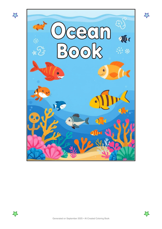 Ocean Animals Coloring Book ECFFCF7E (12 Coloring Pages)