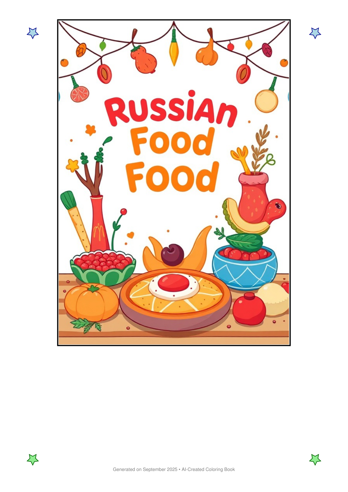 Russian Food Coloring Book BAFA05A4 (12 Coloring Pages)