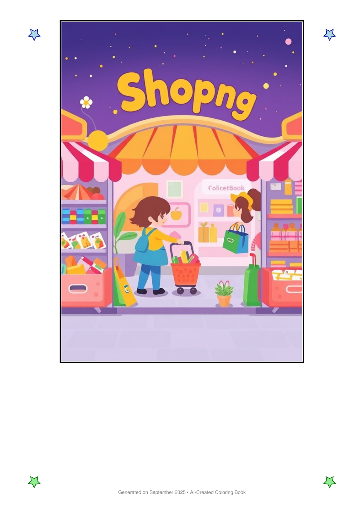 Shopping Coloring Book 9BE6EAD3 (12 Coloring Pages)