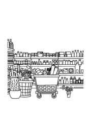 Shopping Coloring Book 9BE6EAD3 (12 Coloring Pages)