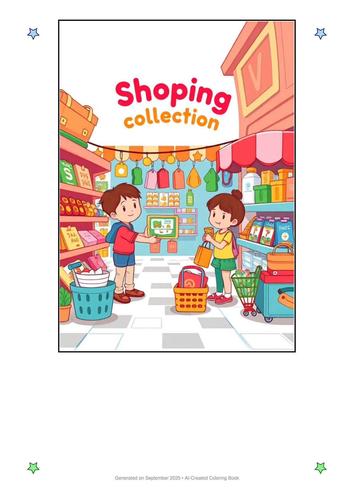 Shopping Coloring Book 9BE6EAD3 (12 Coloring Pages)