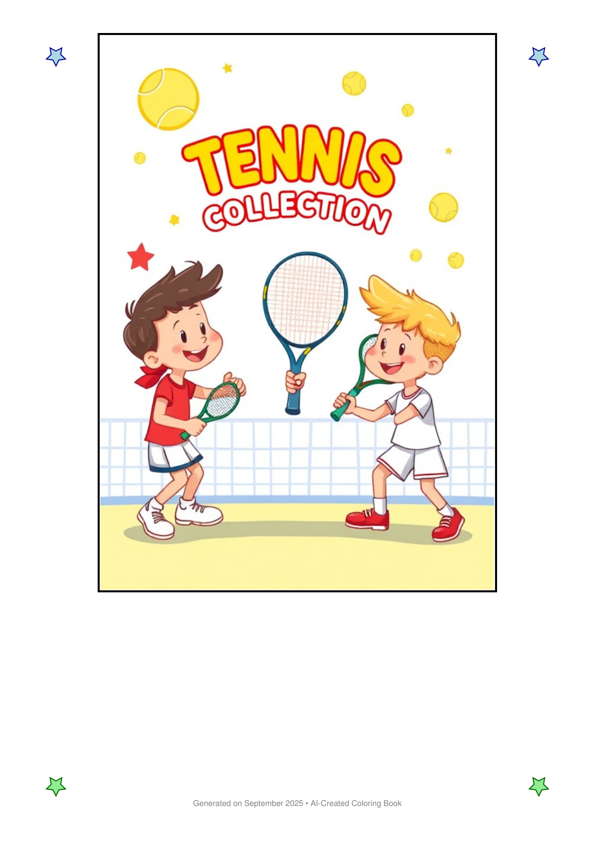 Tennis Coloring Book 0E2055FC (12 Coloring Pages)