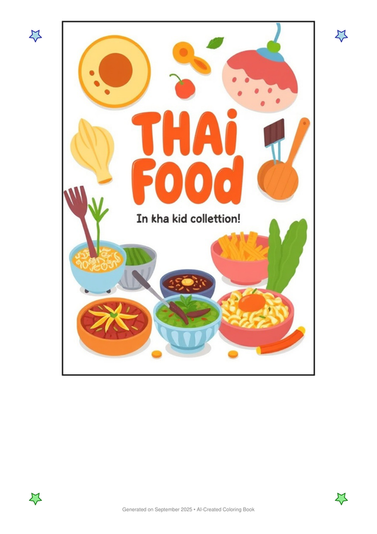 Thai Food Coloring Book 074AA4A4 (12 Coloring Pages)