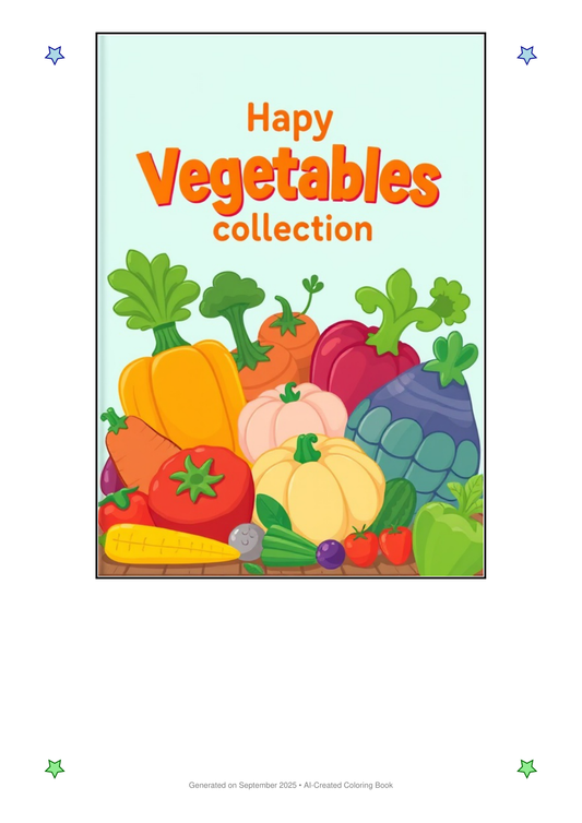 Vegetables Coloring Book 1AF5207B (12 Coloring Pages)